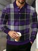 Stylish Geometric Pattern Long-Sleeve Polo Shirt, Casual Everyday Wear Top