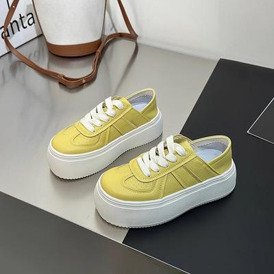 Версия из коровьей кожи~ туфли на доске из натуральной кожи женские на толстой подошве увеличивающие рост белые туфли детские 2025 весна и лето новая повседневная спортивная обувь