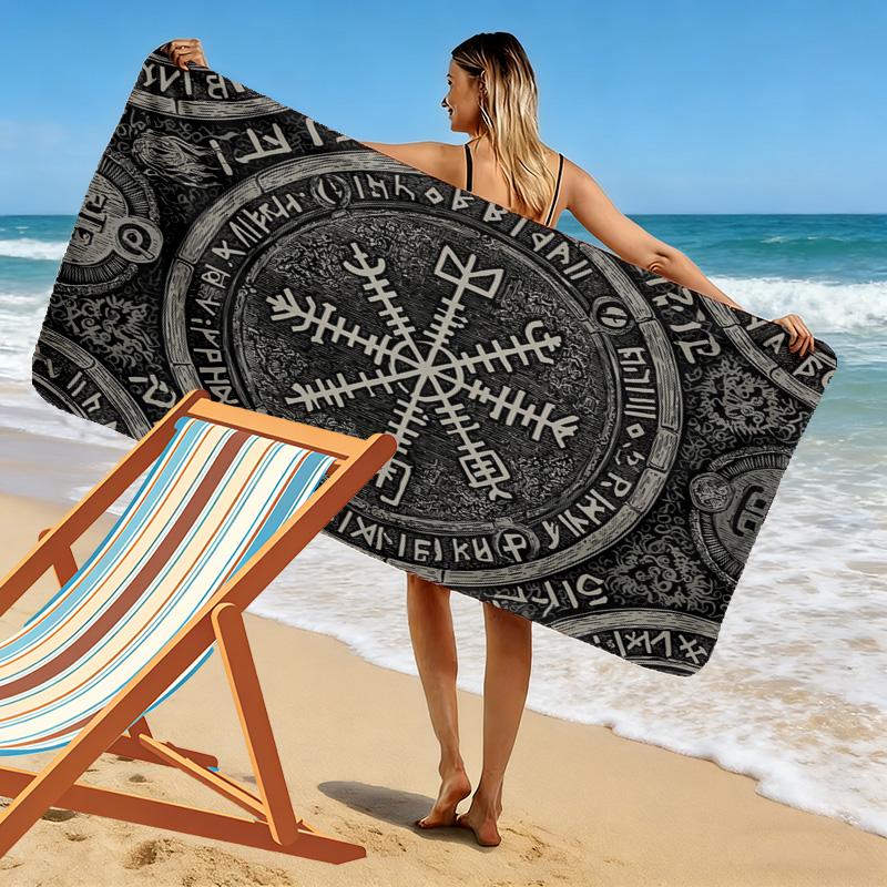 Viking Symbol Print Beach Towel, Large Soft Quick Dry Towel for Beach Camping Swimming