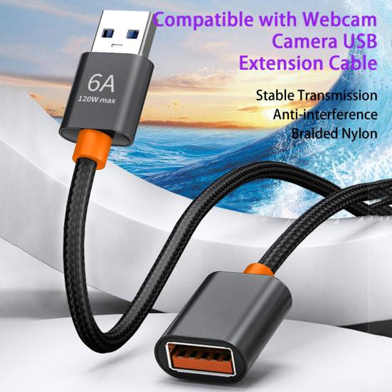 USB-удлинитель Plug Play 6A 120 Вт Макс. Плетеный Нейлон Быстрая Передача Данных USB-штекер на Розетку Удлинитель Совместим с Веб-камерой Геймпадом USB