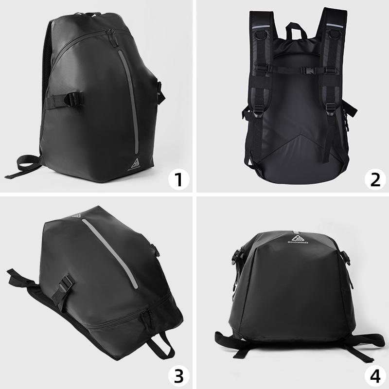 Outdoor cycling backpack, motorcycle backpack, large capacity, reflective, black helmet bag, water-resistant, multi-functional, portable computer bag