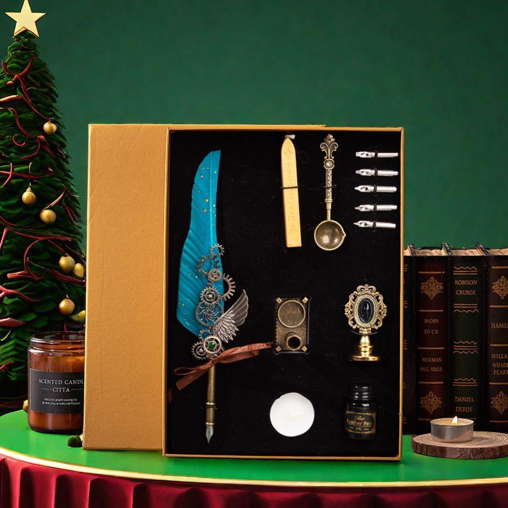 Набор перьевых ручек «Гарри Поттер» с золотым напылением - Ретро перо для письма с чернильницей в подарок