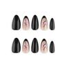Simple Pure Black Glossy French Peach Blossom High-end Ins Style Wearable Manicure 24 Pieces Of Manicure Tablets
