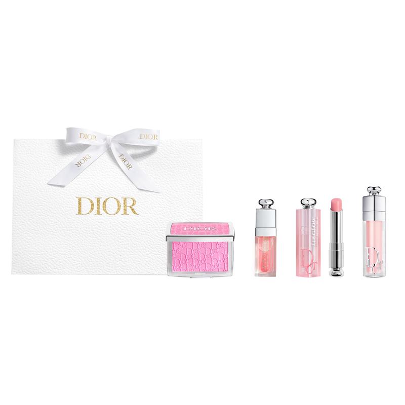 Dior Аксессуар Глянцевое Масло для Губ + Помада Меняющая Цвет + Блеск для Увеличения Губ + Румяна Подарочная Сумка Издание Набор Макияжа Прозрачный, Увлажняющий, Цветной,