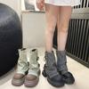 Модные женские туфли на плоской подошве, ковбойские ботинки «Челси», зимние модные туфли на платформе в стиле «Гот», 2024, новые массивные ботинки для мотоциклистов, женские ботинки Zapatos