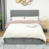 Storage Bed with Hidden Space and Tufted Velvet Headboard, in Wood and Metal, 195x141x106 cm, Grey