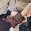 Skinny Skinny Fashion Boots Western Folds New Vintage Stacked Pants Tube Boots Women's Thick Heel Short Boots Autumn