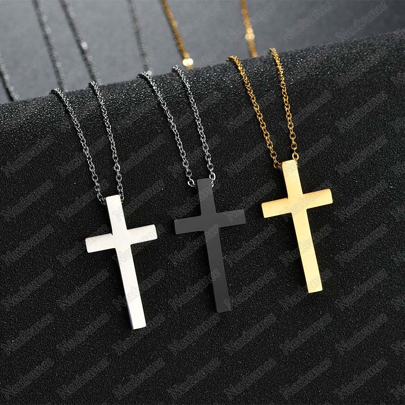 Nextvance индивидуальный крест ожерелье выгравированная дата имя кулон ожерелья из нержавеющей стали простые ювелирные изделия с изображением Иисуса