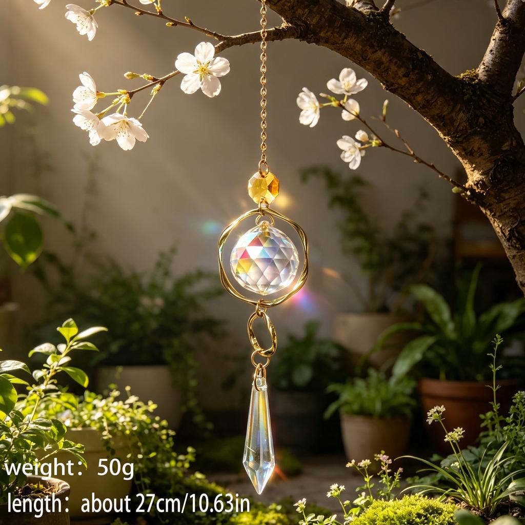 Crystal Agate Plate Car Pendant Sun Catcher Wind Chime Hanging Ornament for Home Decor for Wedding or Valentine's Day