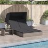 VidaXL Double Sun Lounger with Canopy and Cushions Grey Braided Resin 368639