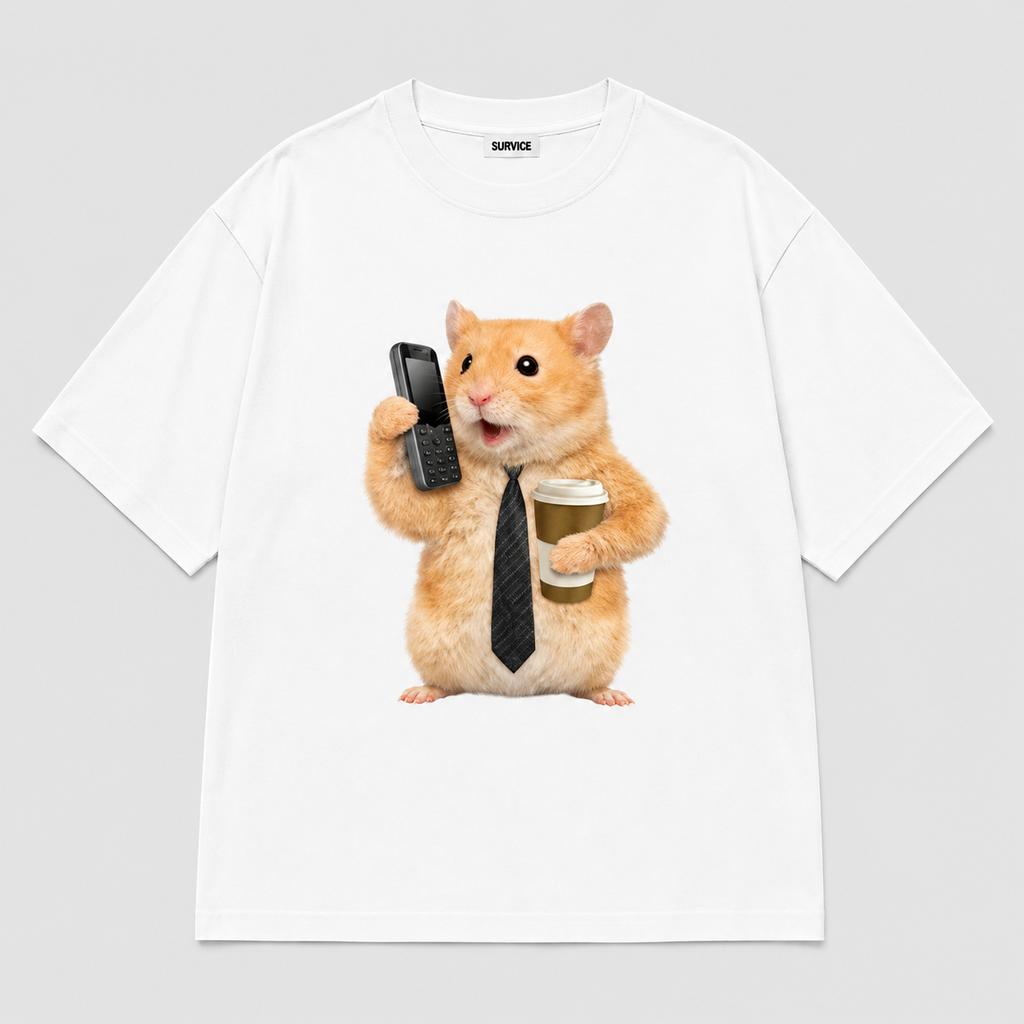 Workday Hamster Meme Daily Commute Streetwear T Shirt Unisex Loose Oversized Casual Streetwear Cotton Summer Graphic Tee