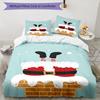 3pcs Christmas Santa Claus Bedding Set Duvet Cover Closure Includes 1 Duvet Cover & 2 Pillowcases, Soft and Comfortable for All Seasons.