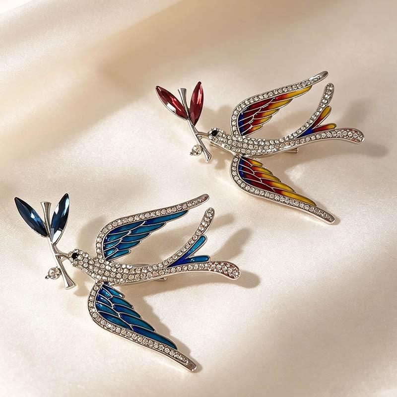 Full-diamond Swallow Brooch - High-end, Exquisite, Luxurious, Pleated Blouse Accessory, Waist-closure Pin