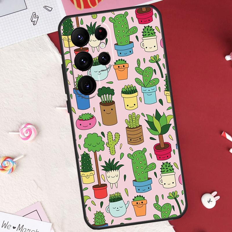 Cactus Succulent Case For Samsung Galaxy S26 Ultra S20 S21 S22 S23 S24 S25 Ultra S10 Plus S25 FE Cover Shell