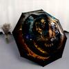 1pc Twilight Tiger Cartoon Umbrella,Compact Umbrella, Suitable for Camping, Ideal Easter Birthday Gift for Family and Friends.C096