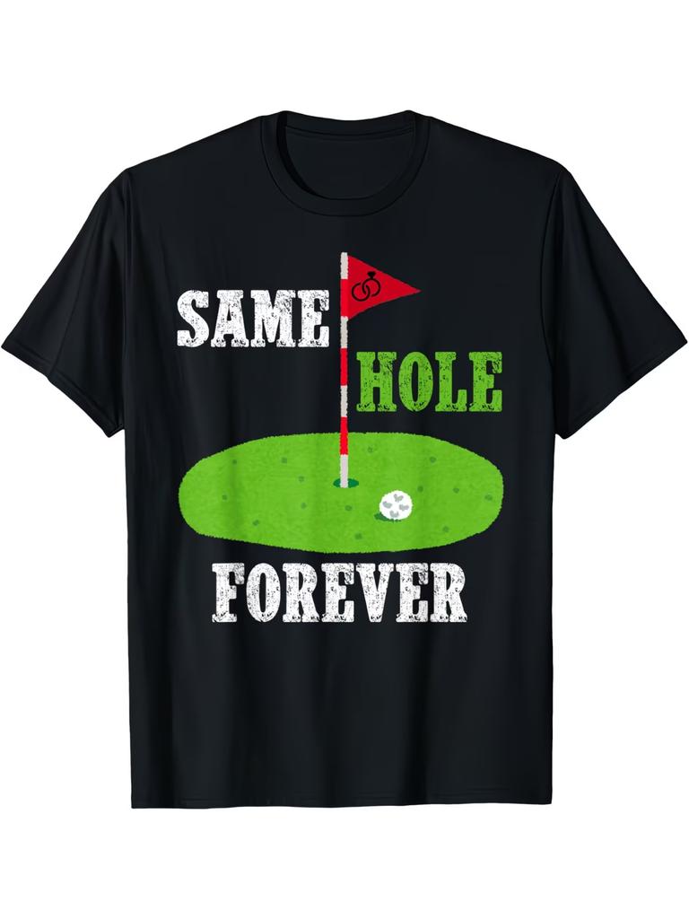 Men's Funny Golf Bachelor Party Wedding Tee Same Hole Forever T Shirt Vintage Summer Streetwear Casual Trendy Oversized Loose