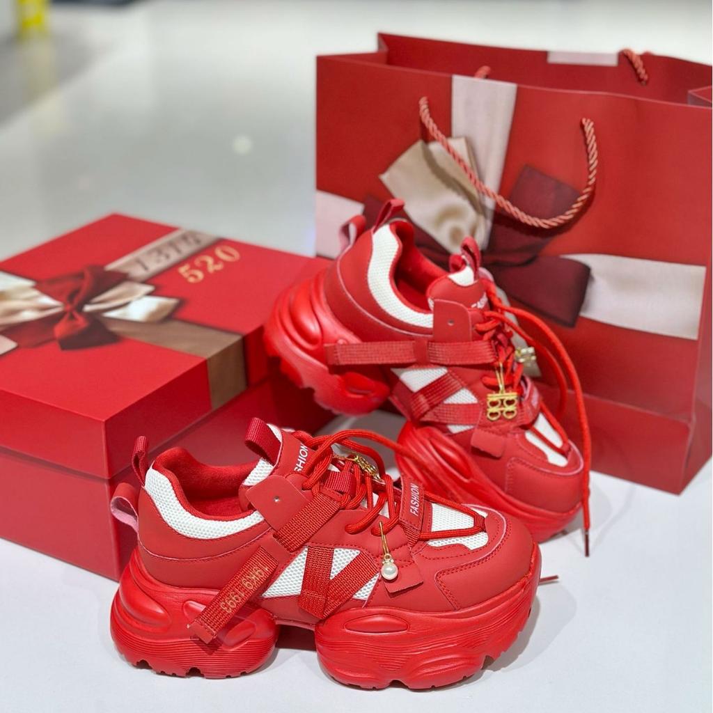 Daddy shoes women's shoes ins tide 2025 small 5CM foam thick-soled red sports and leisure wedding shoes retro trendy brand