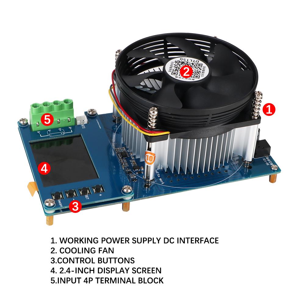 Регулируемый модуль тестирования 150 Вт 20 А Измеритель мощности постоянного тока Нагрузка Зарядное устройство Вилка ЕС США Электронная нагрузка 4-проводной тестер литиевых батарей