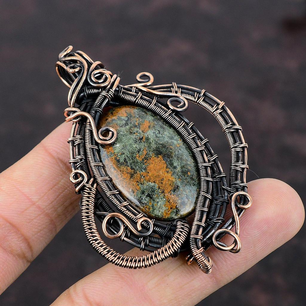 Подвеска из граната спессартина в известняке, медная проволока, обернутая драгоценным камнем, ручная работа, медные украшения, совершенно новые подвесные украшения из проволоки для подарка