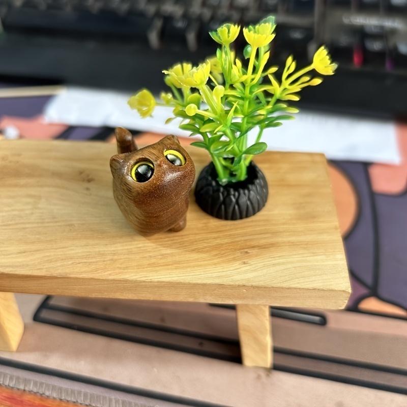 Очаровательная деревянная фигурка котенка - декор для дома ручной работы в виде кошки, идеальная идея для подарка, фигурка кошки, аксессуары для кошек