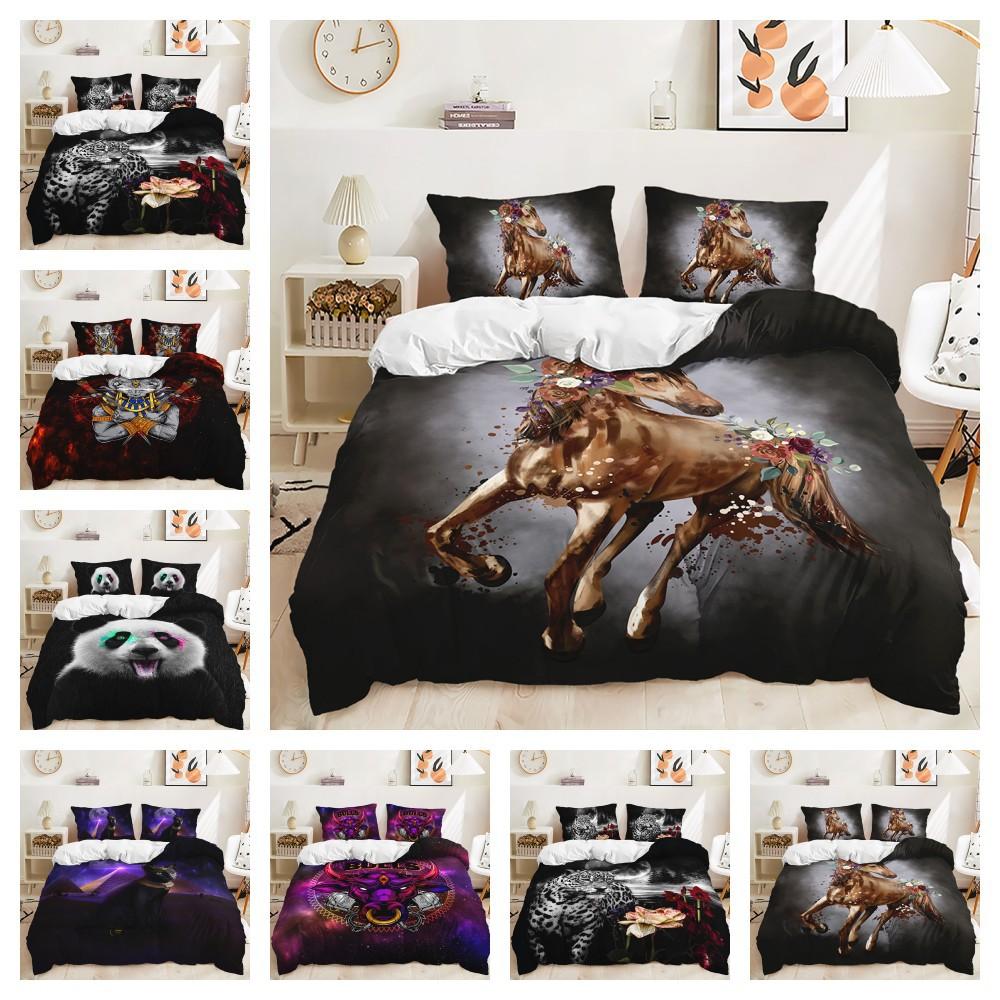 Кровать из трех частей Dark Wind Animal Leopard Panda Kit Пододеяльник из двух частей Спальня