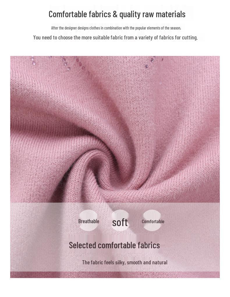 Autumn/Winter Knitted Velvet Sweater for Middle-Aged Women, Stylish Stand-Up Collar Solid Color Base Layer