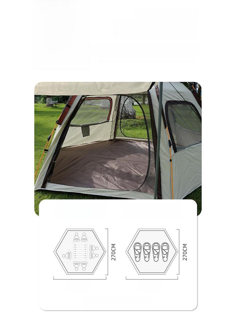 Hexagonal Automatic Folding Tent: Quick Open, Rainproof, UV-Protective, Portable for Outdoor Camping and Beach.