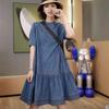 Summer Short Sleeve Denim Dress Plus Size Europe High Quality Light Luxury Loose Fit Hide Fat Slimming