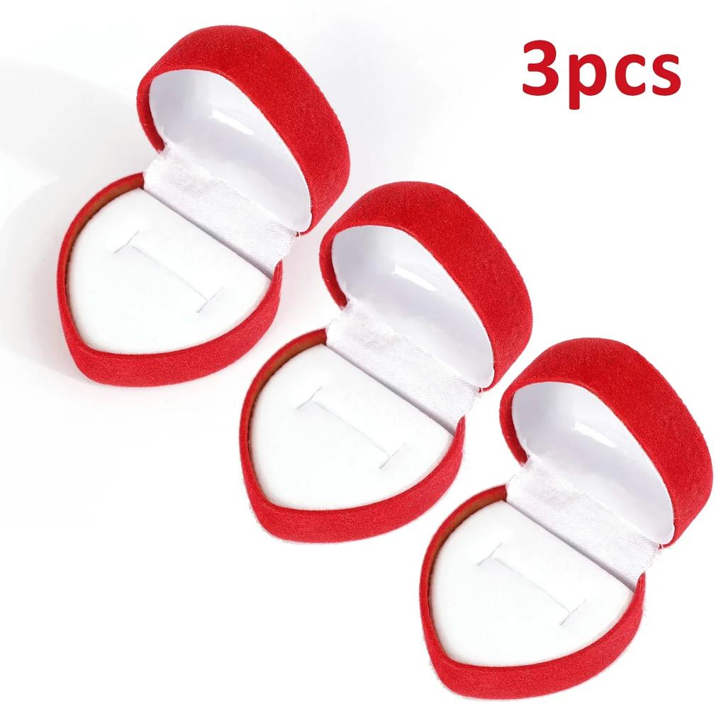 Флокирование Красные коробки для колец в форме сердца Ювелирные изделия Серьги Витрины Держатель Подарочная коробка Обручальное кольцо Коробка Прилавок Упаковка Кольца