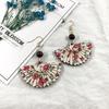 Beautiful Flower Fan Earrings Simple Wooden Beads Wood Fan Versatile Sweet Earrings Retro Temperament Women's Earrings