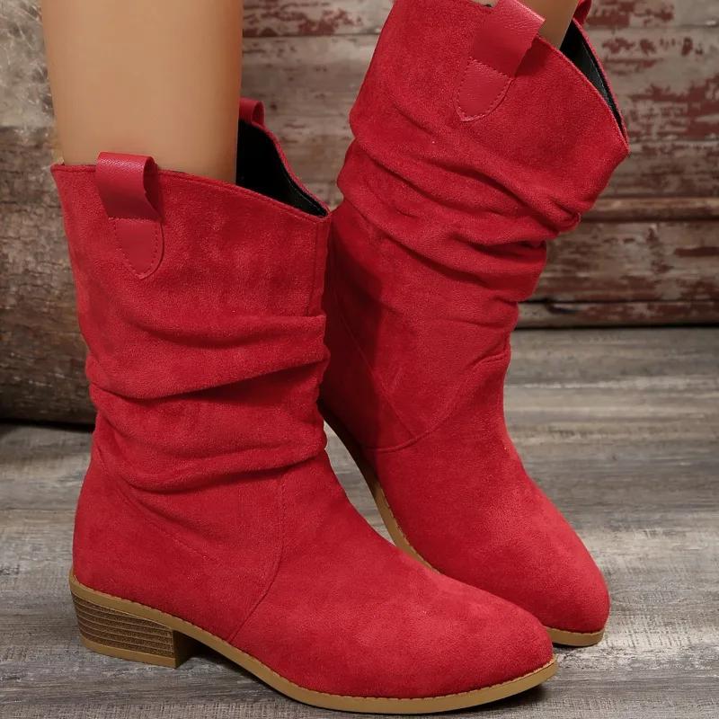 Women's Boots 2024 New Summer Fashion Casual Outdoor Shoes Women's Comfortable Shallow Boots Square Heel Solid Color Versatile