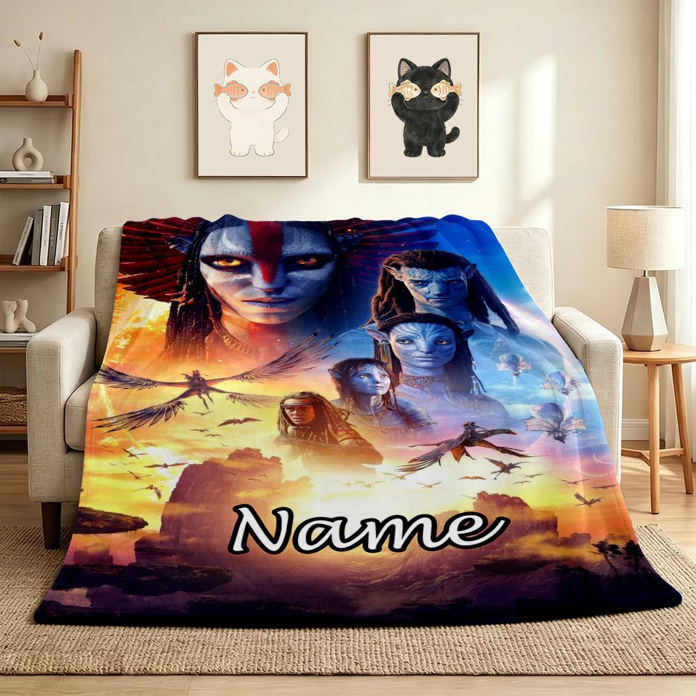 Custom Name Avatar World Flannel Blanket Throw Blanket Soft Warm Sofa Bed Decor Unique Gift