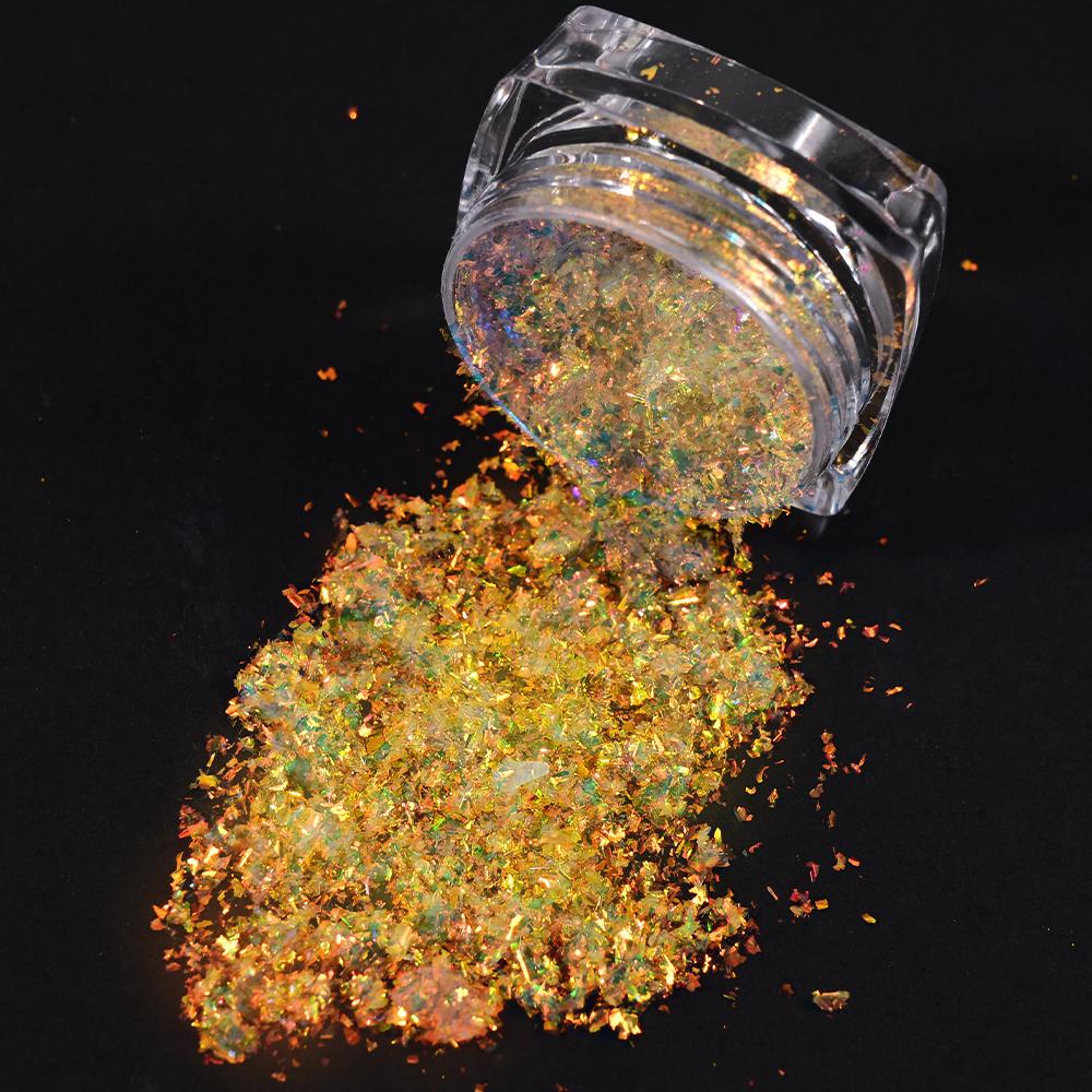 1Jar Metallic Mirror Chrome Nail Powder Holographic Laser Silvery Golden Nail Rubbing Glitter Pigment UV Gel Polish