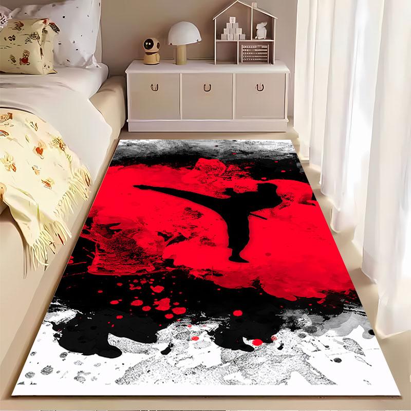 Karate Silhouette Red Splash suitable as a non-slip mat for the living room or bedroom sofa
