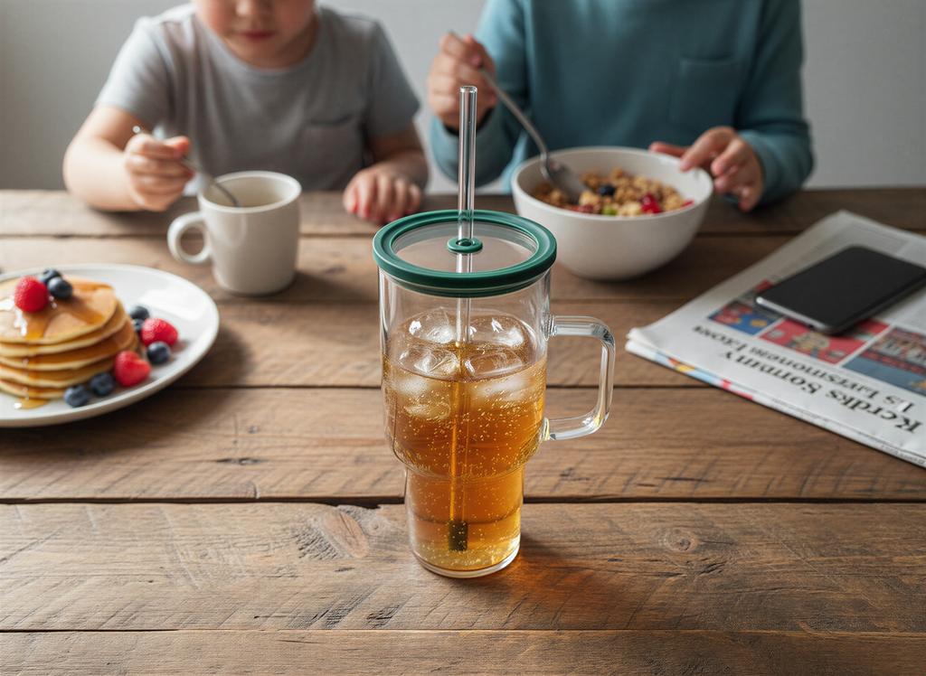Stanley Big Glass Bottle Mug 1.1L Transparent With Lid And Straw
