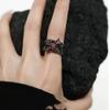 Copper Punk Hollow Out Ring Electroplate Index Finger Ring Elegant Black Thorns Ring