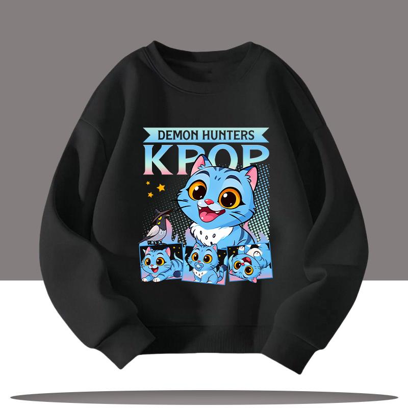 Детская одежда K-pop Охотники на демонов Мультяшный принт 3-12 лет Новый стиль Детская спортивная футболка с круглым вырезом Милый повседневный топ для девочки