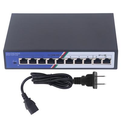 10-портовый гигабитный POE-коммутатор 2 Гбит/с Ethernet-разветвитель Plug and Play Неуправляемый сетевой коммутатор 100–240 В Штепсель США