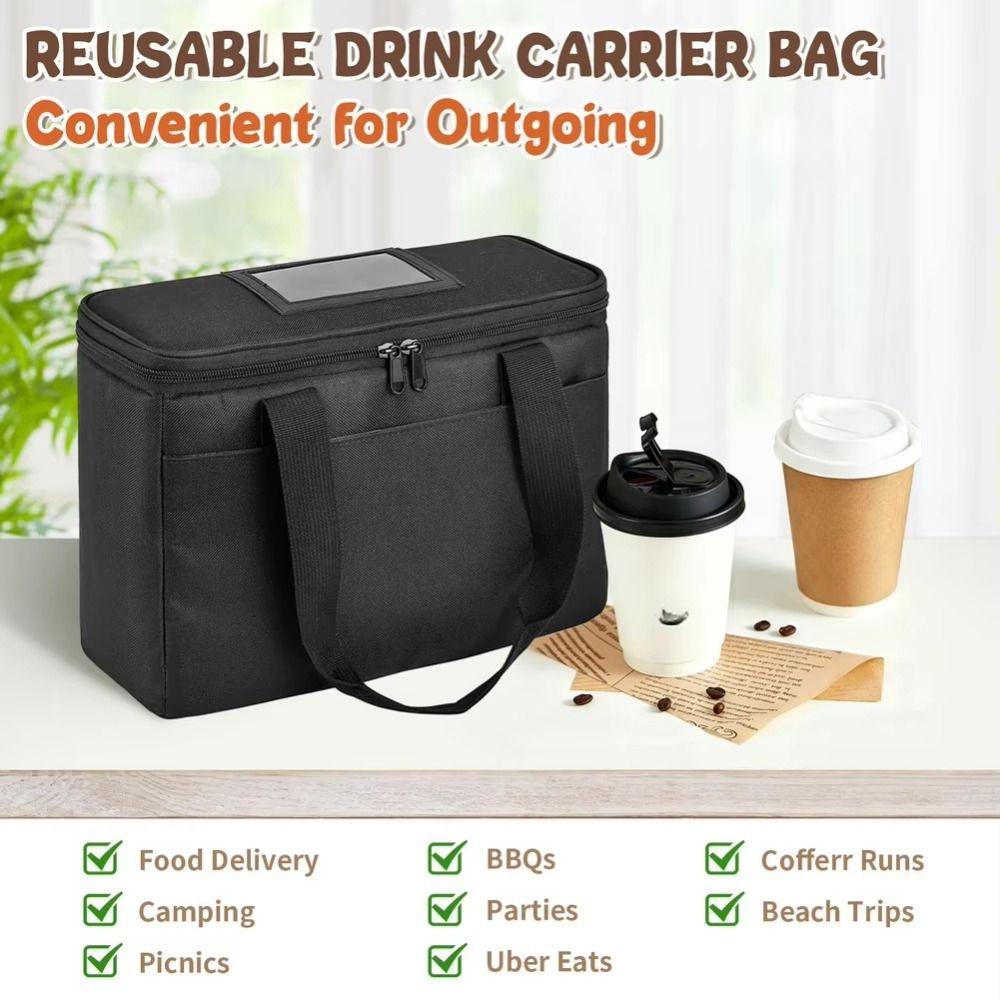 Oxford Cloth 3 Cups Insulated Carrier Bag Large Capacity Cold Drink Carrier Bag Cups
