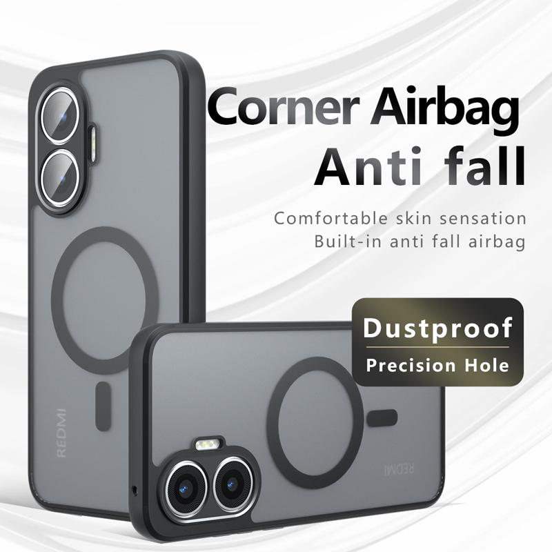 Для Xiaomi POCO F7 Чехол Противоударный Магнитный Матовый ПК+ТПУ Защита от отпечатков пальцев Полупрозрачная Крышка для Redmi Turbo4 Pro