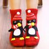 1 Pair Winter Socks 3D Cartoon Animal Socks Knitted Anti-slip Mid-tube Thickened Elastic Keep Warm Floor Socks with Silicone Dot Soles
