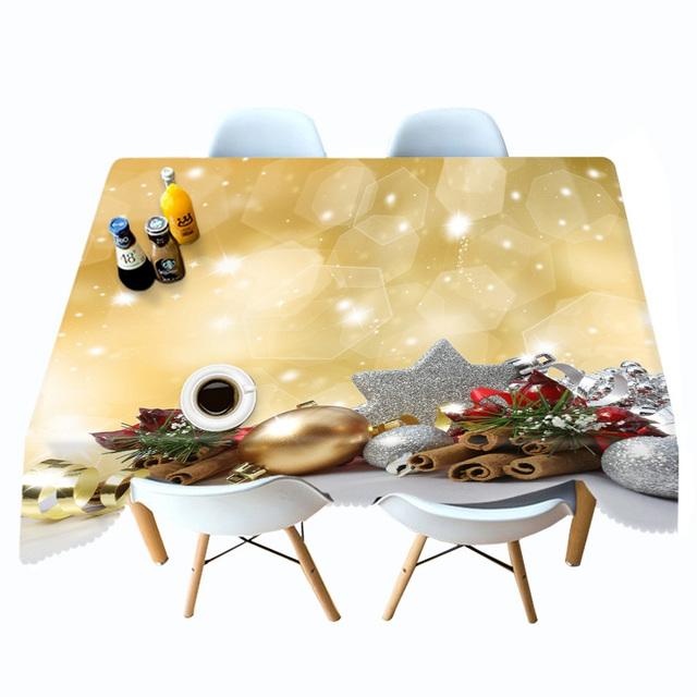 Thicken Cotton Christmas Tablecloth Fireplace Christmas Socks Pattern Rectangular Round Table Cloth For Wedding Picnic Party