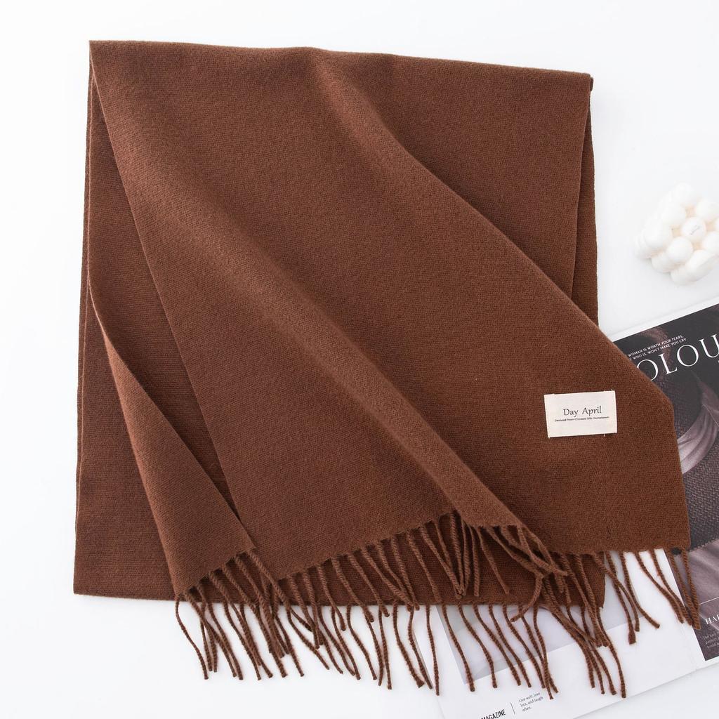 Solid Color Imitation Cashmere Scarf Women's Winter Warm Shawl Neck Scarves