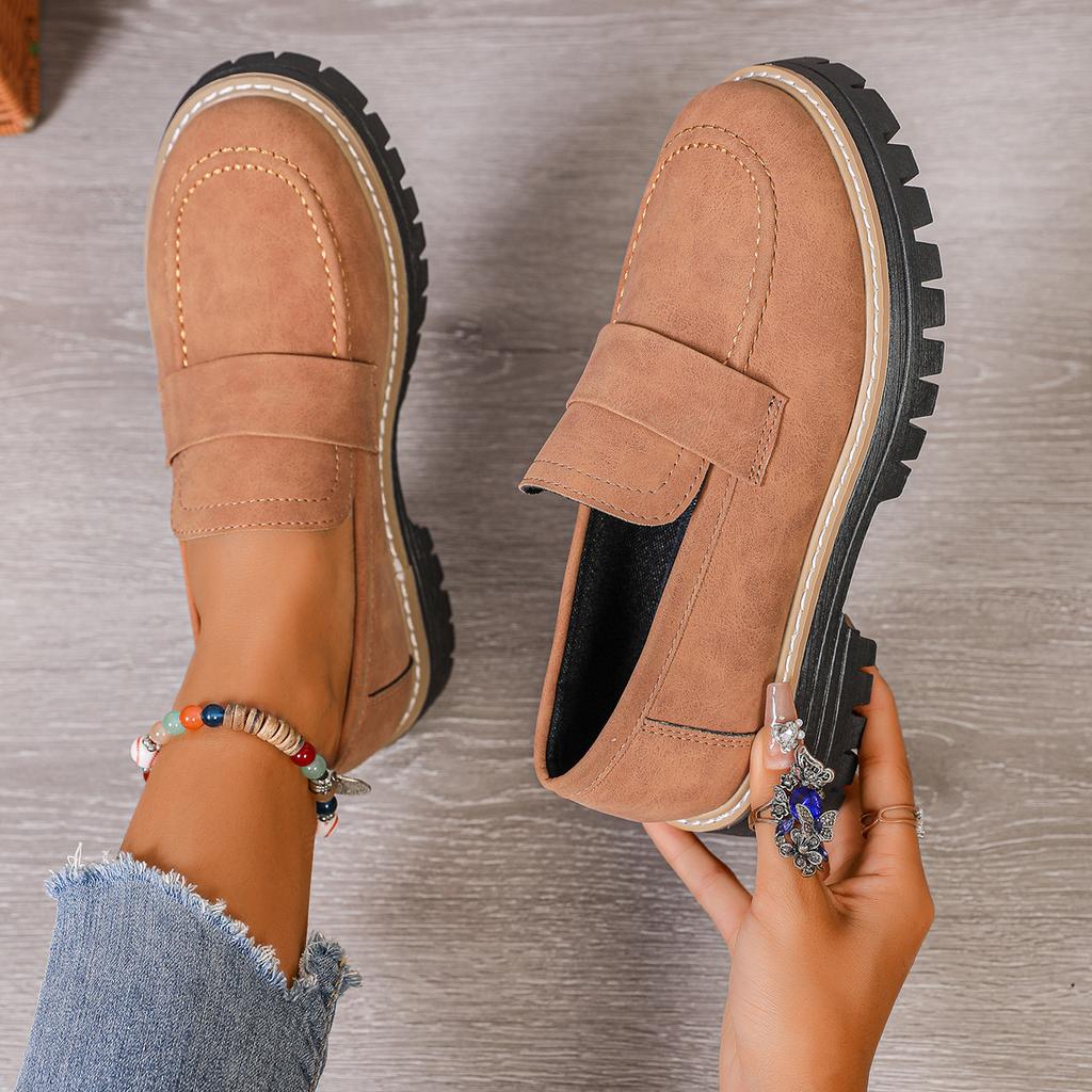Women Loafers Female Retro British Styles Flat Platform Casual Shoes Lady Thick Sole Muffin Shoes Lady Office Work Trend Shoes
