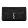 Сумка через плечо YSL Cassandre Monogram Gold Logo Glossy Crocodile Embossed Calfskin Crossbody Phone Bag Women Crossbody Bag Black 635095-DND1J-1000