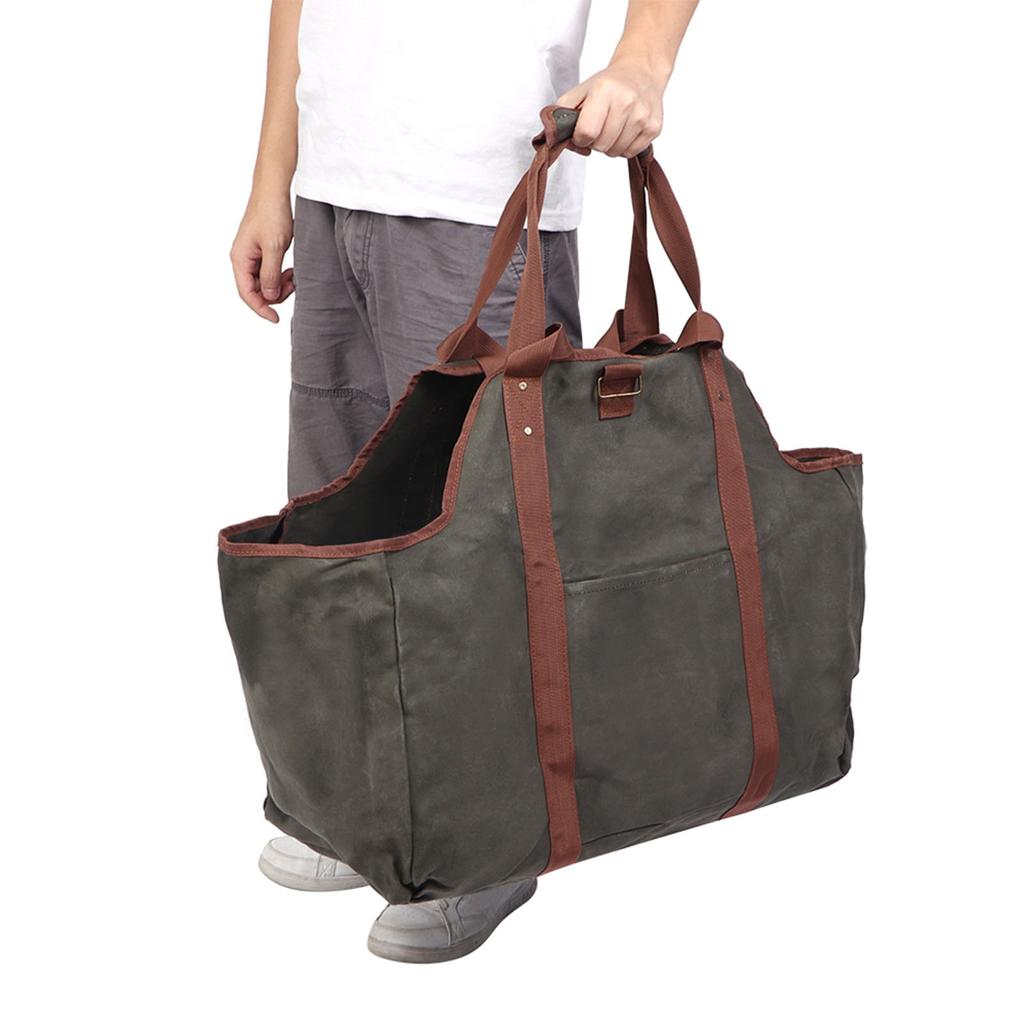 Большая утолщенная сумка для хранения дров, вощеная холщовая сумка для хранения дров