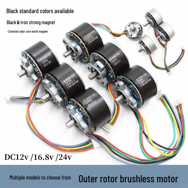 Multi-Voltage Outer Rotor Brushless Motor with Built-in Driver, PWM Speed Control, D-Shaft 6mm, DC 12-24V