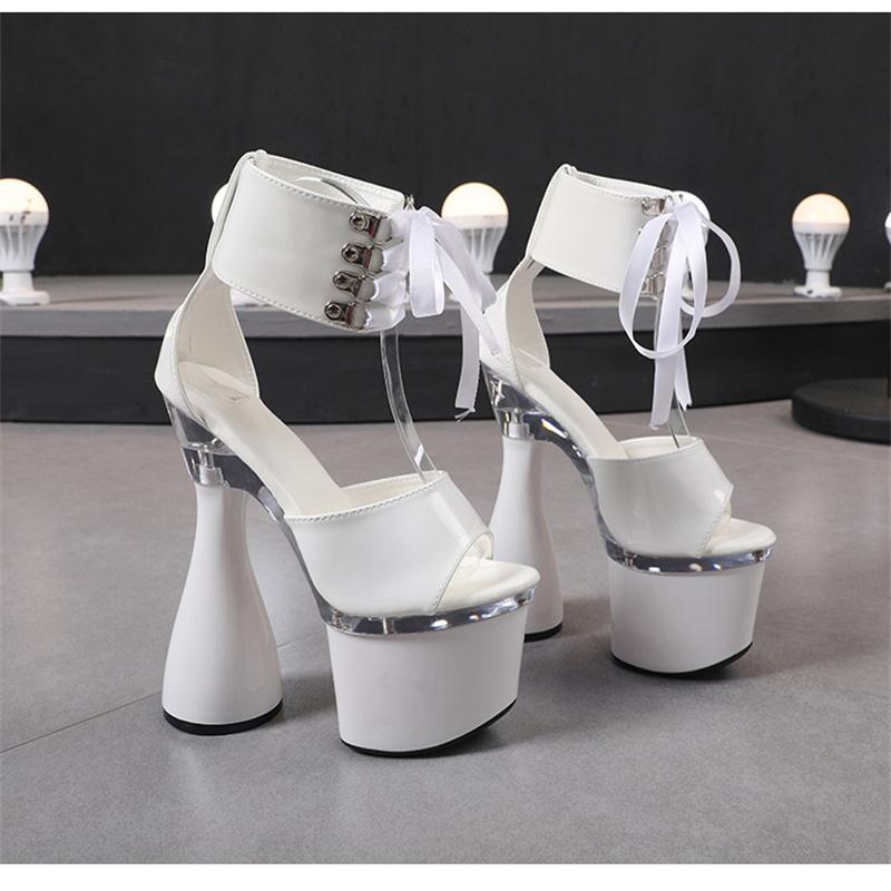 Женские босоножки, модные, на платформе, на высоком каблуке, для ночного клуба, с круглым носком, с ремешком на щиколотке, для танцев на пилоне, размер 43