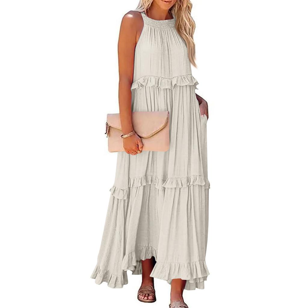 Женское летнее длинное платье, пляжное платье большого размера