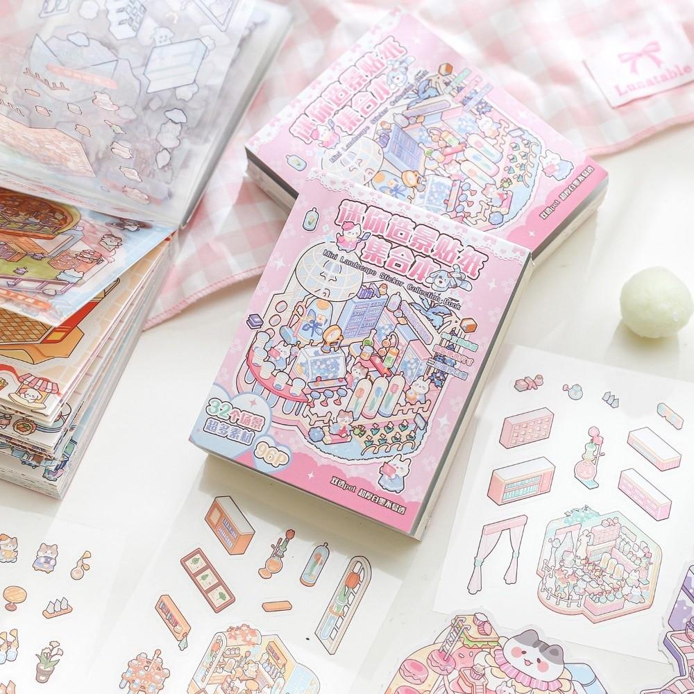 Miniature Scene 3D Scene Stickers 3D Cartoon Stickers Creative DIY Sticker Book Festival Gift